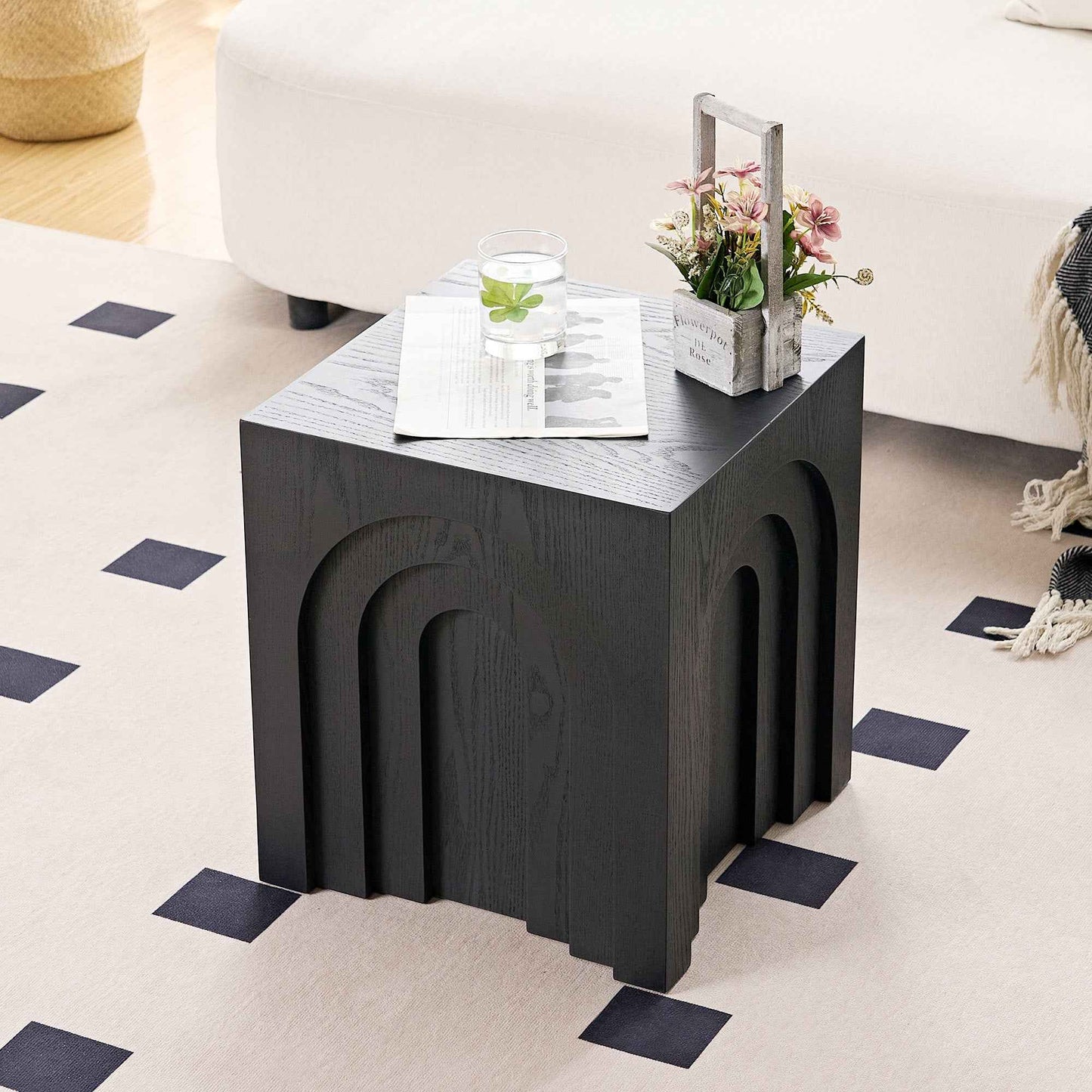 Ecumid Mid-Century Square Side Table | Black - - tables