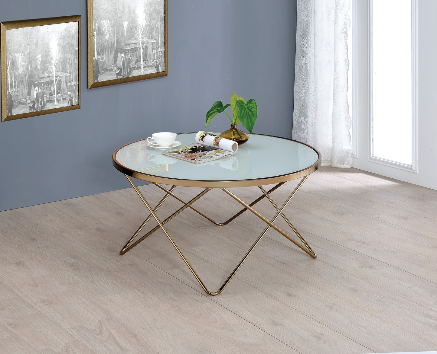 Valora Frosted Glass Top Coffee Table | Bronze - Default - tables