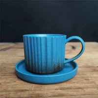 Ceramic Coffee Set Set Retro Kiln Baked - Ocean Blue 250ml - blue brown Ceramic cup green light blue Mug rusty yellow