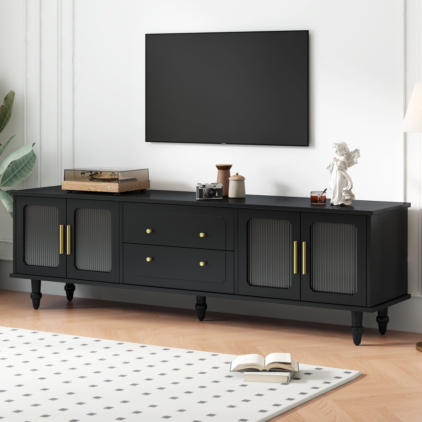 Randion Retro TV Media Console | Black - Default - tv console