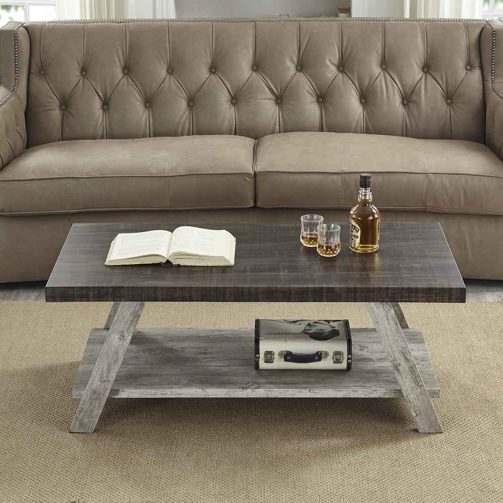 Athens Modern Coffee Table | Weathered Walnut & Gray - Default - tables