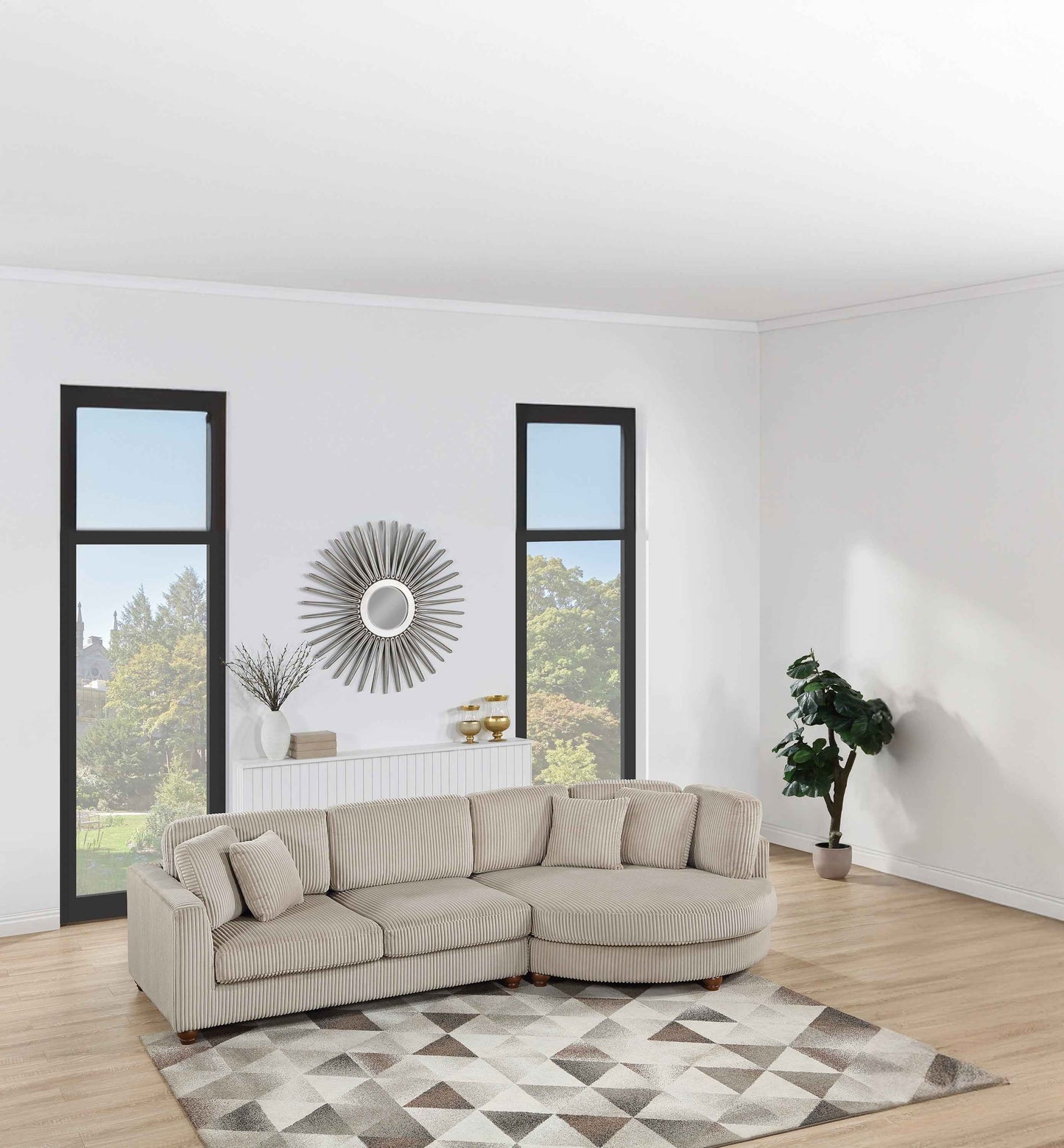 Curilio Contemporary Sectional Sofa | Camel - - sofa
