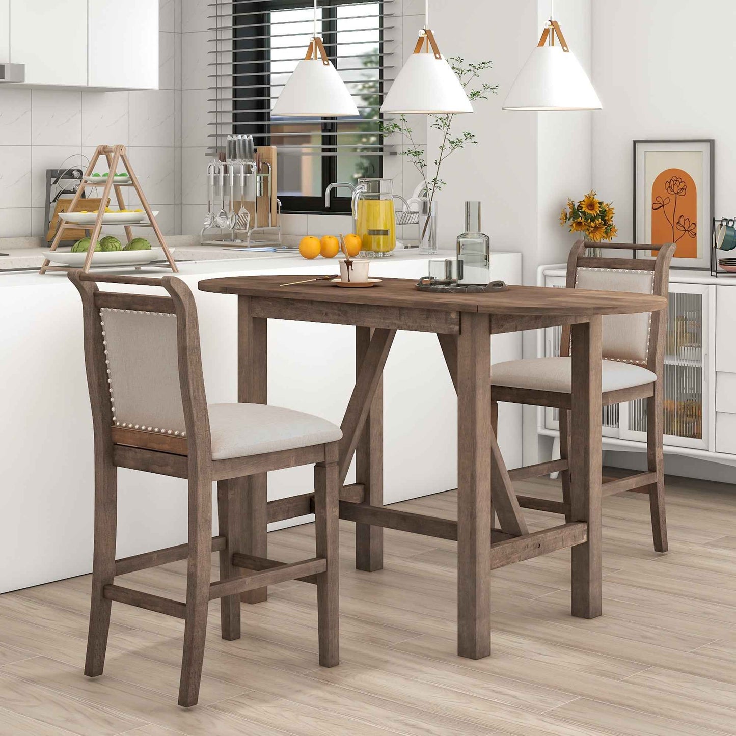 Tedark 3-Piece Bar Table Set | Light Brown - Default - bar table set