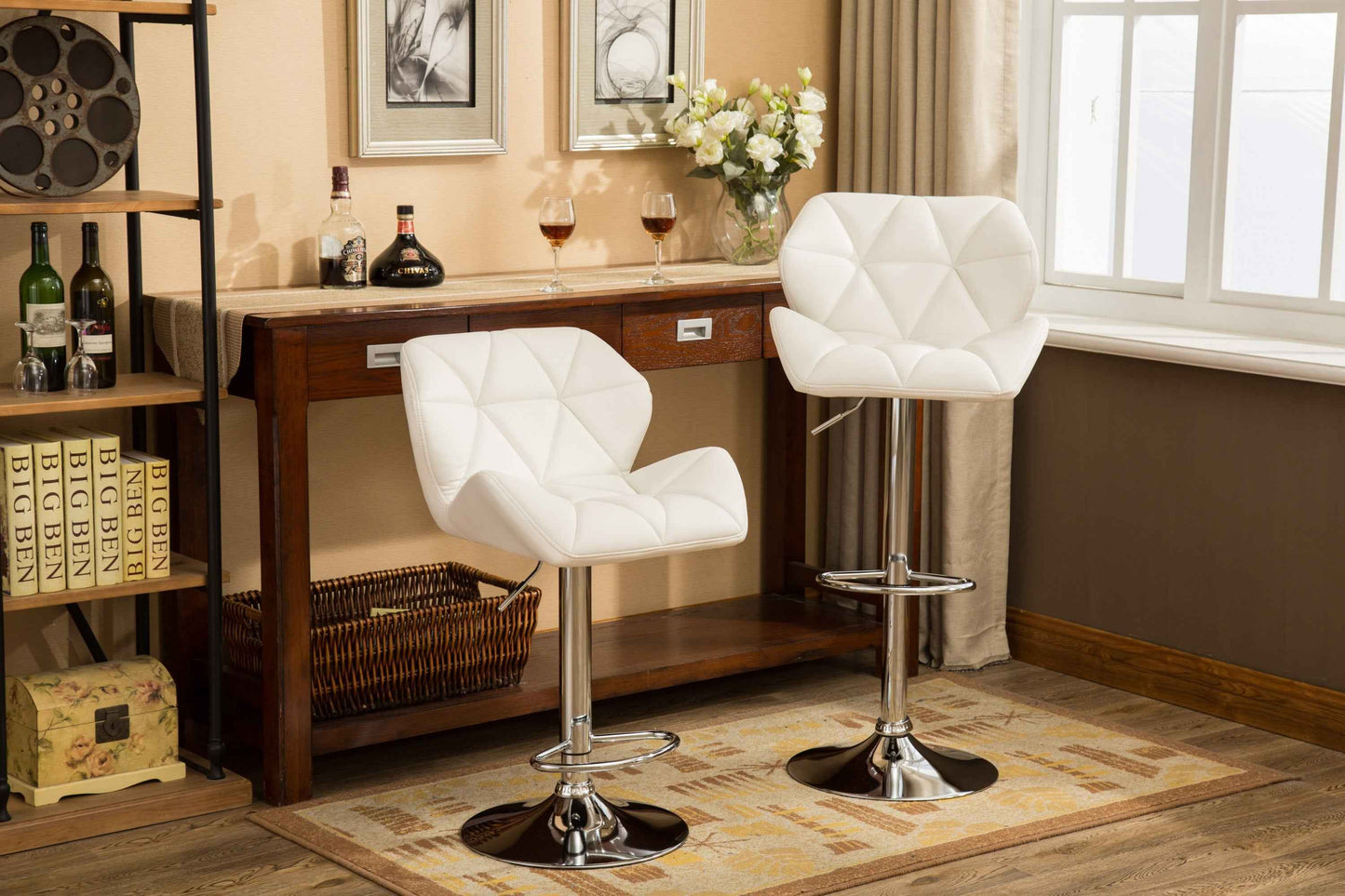 Hosal Tufted Bar Stools | Set of 2 | White - Default - bar stools