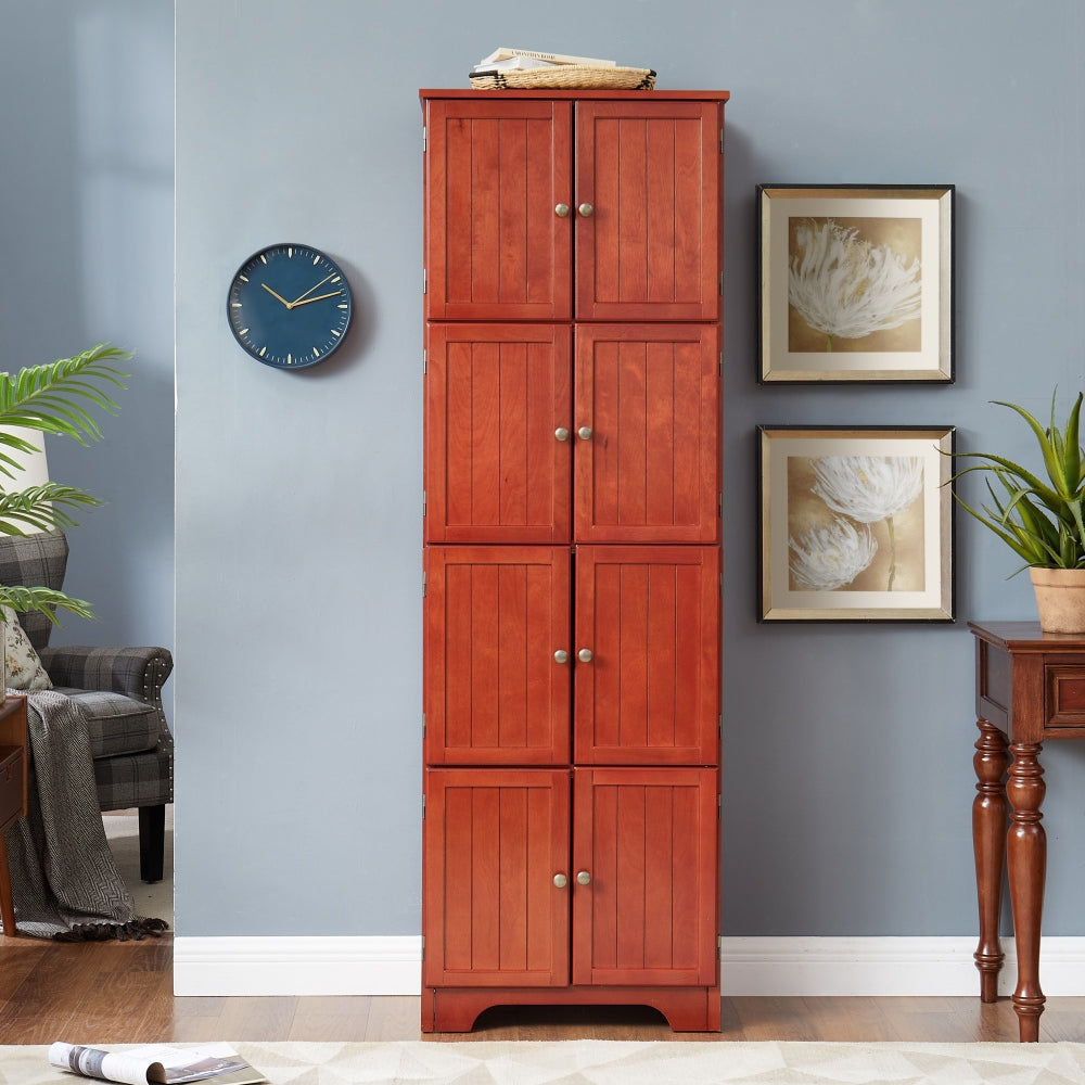 Satissium 72.4" Tall Storage Cabinet | Cherry - - brown cabinet wood