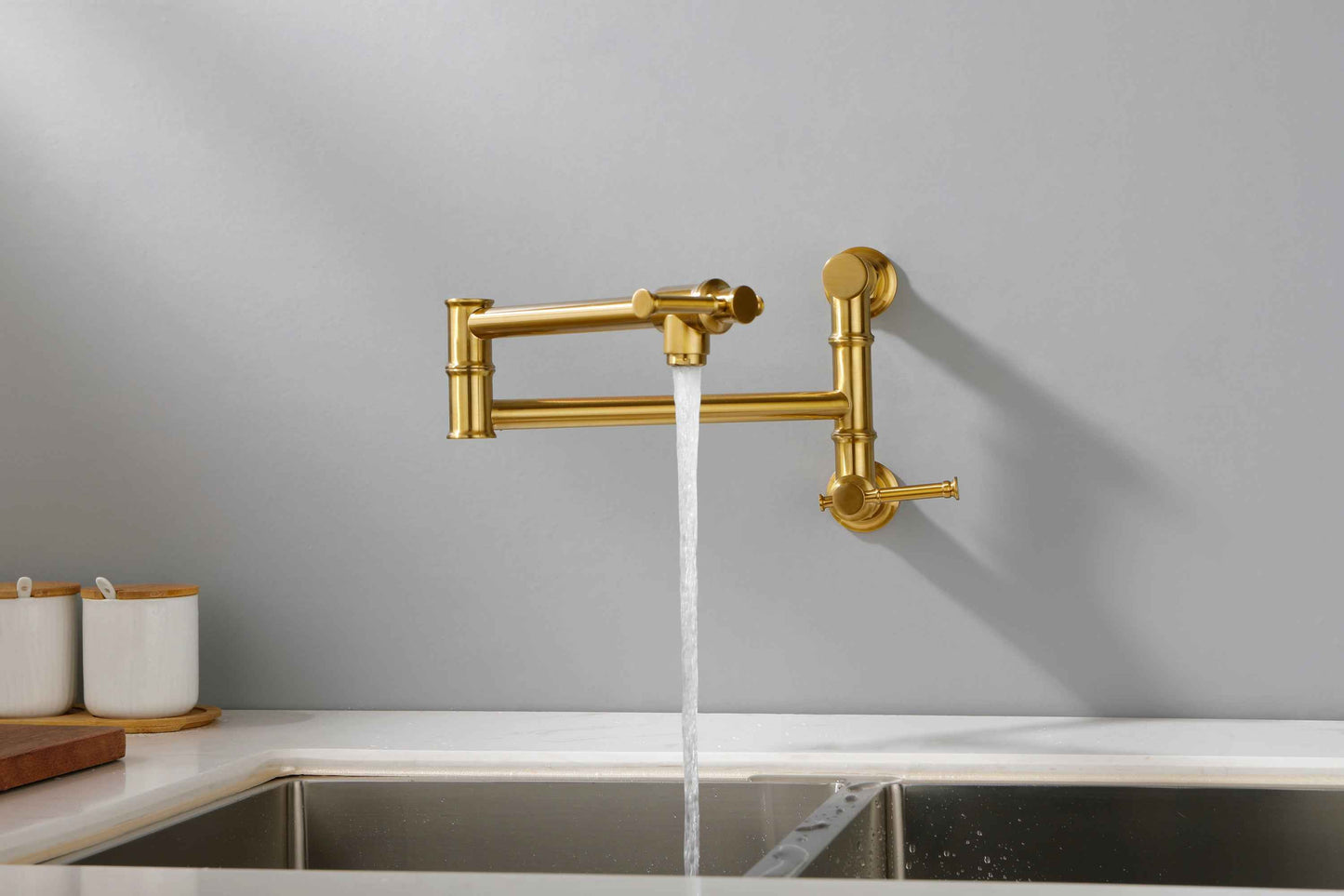 Adetui Pot Filler Kitchen Faucet | Wall Mounted | Two-Attachments | Gold - Default - pot fillers