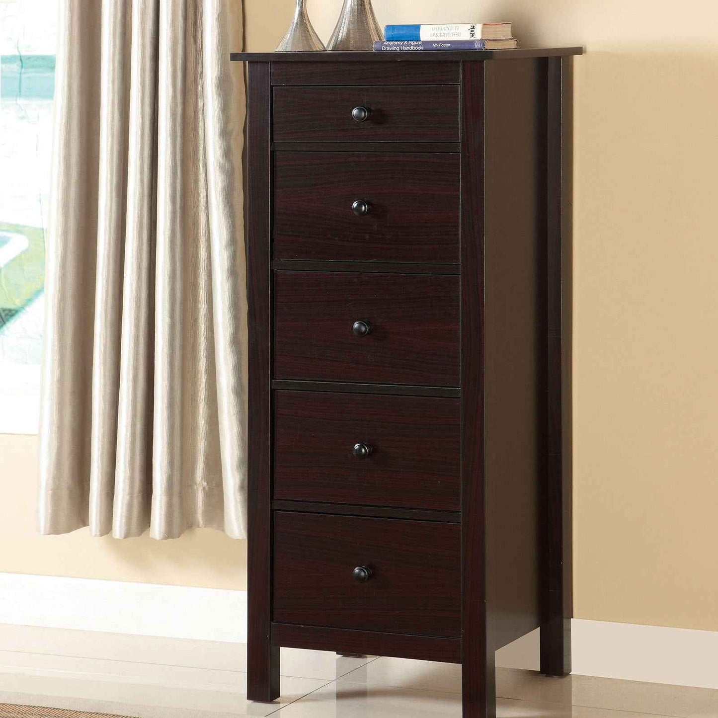 Amillusi Transitional 5-Drawer Chest | Espresso - Default - dresser