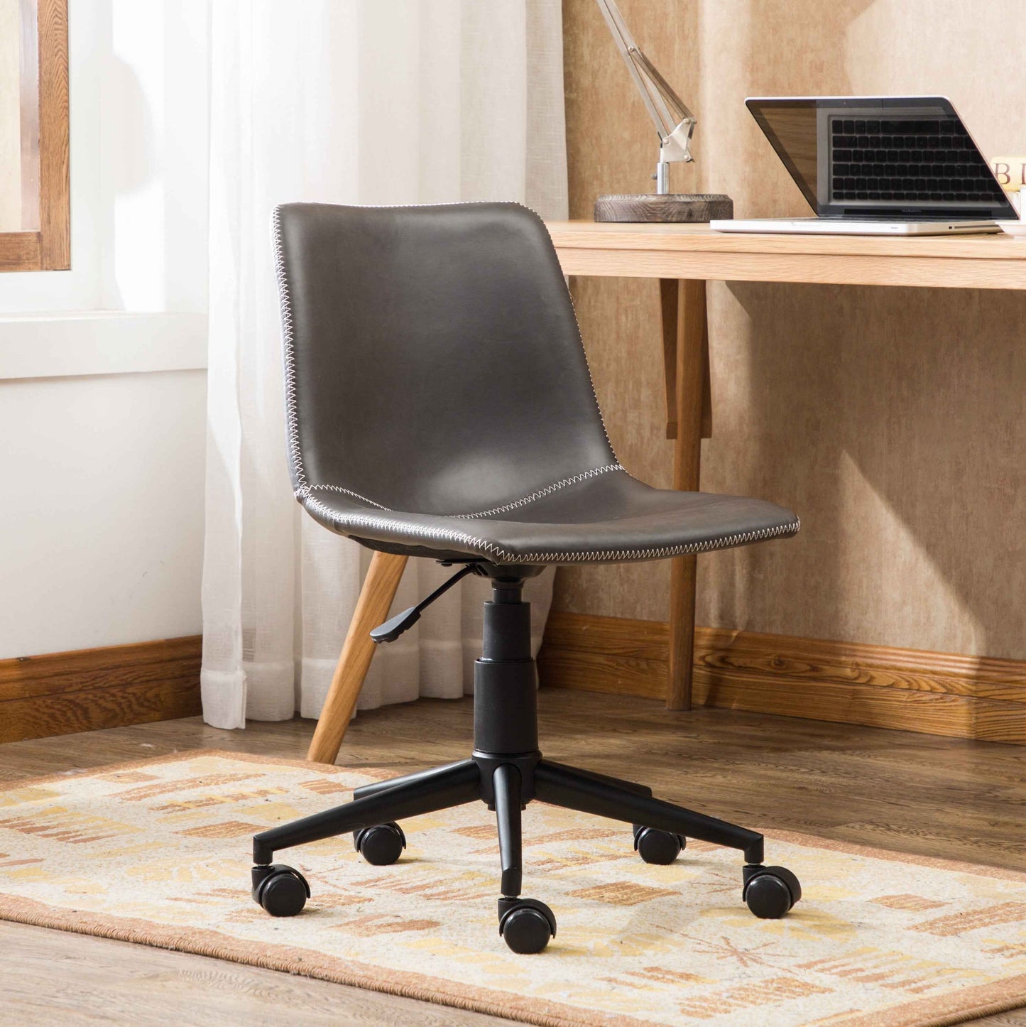 Cesena Office Chair | Faux Leather | Antique Gray - - chair grey office