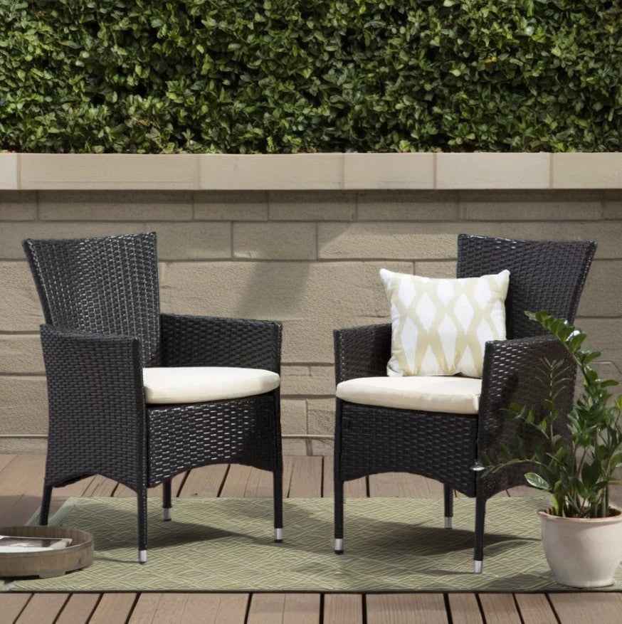 Clementine Outdoor Rattan Chairs | Set of 2 | Dark Brown - Default - garden furnishing