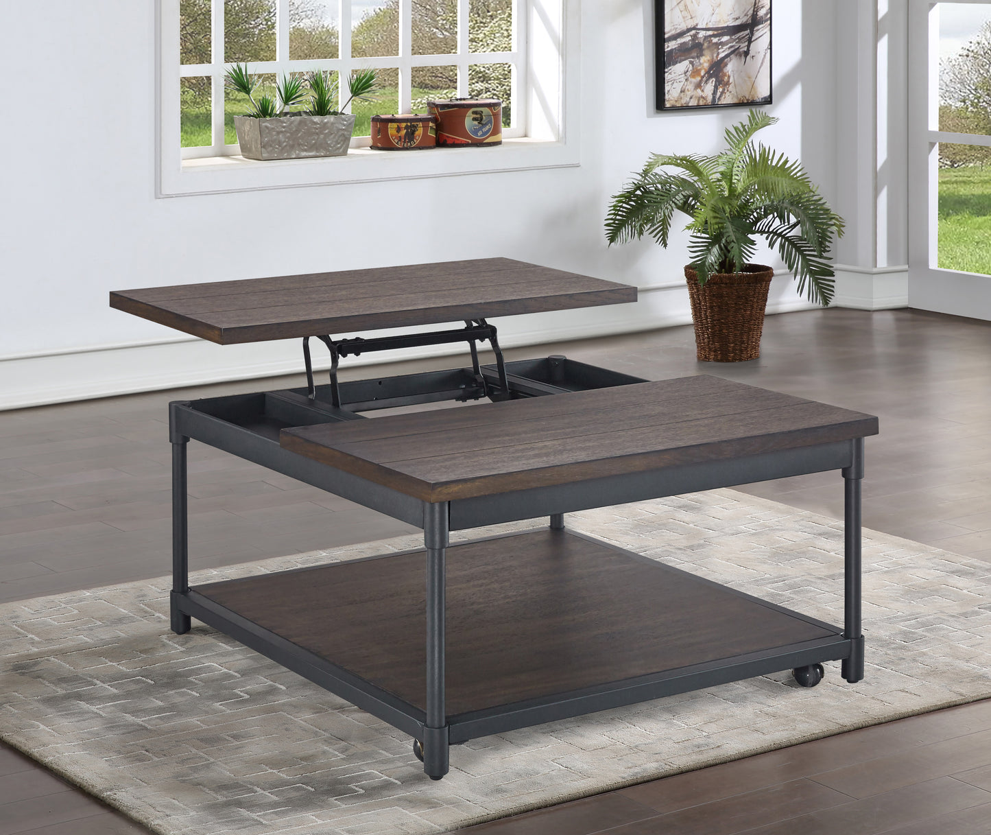 Prescott Lift-Top Square Cocktail Table | Smoky Oak - Default - tables
