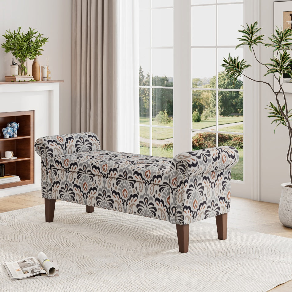 Rhienie Storage Ottoman | Floral - Default - bench
