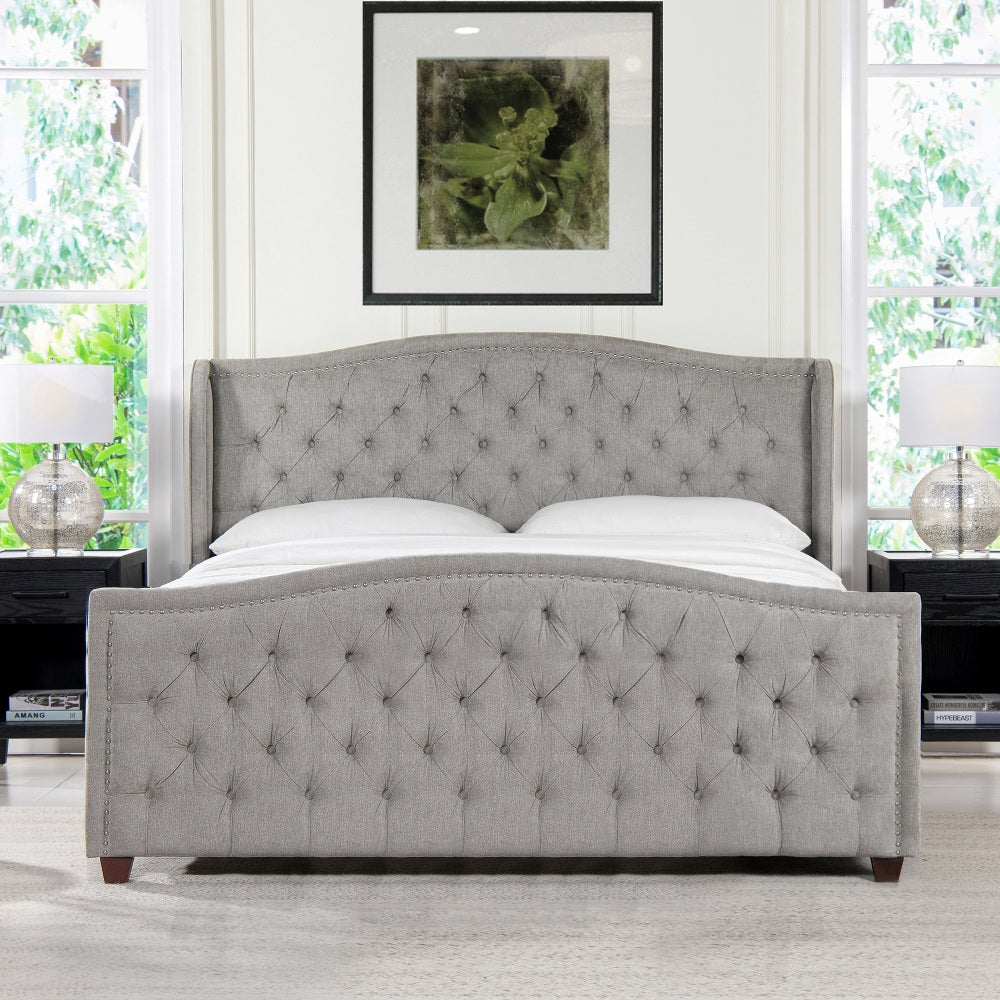 Marcella Unique King Size Bed Set | Silver Grey - Default - beds