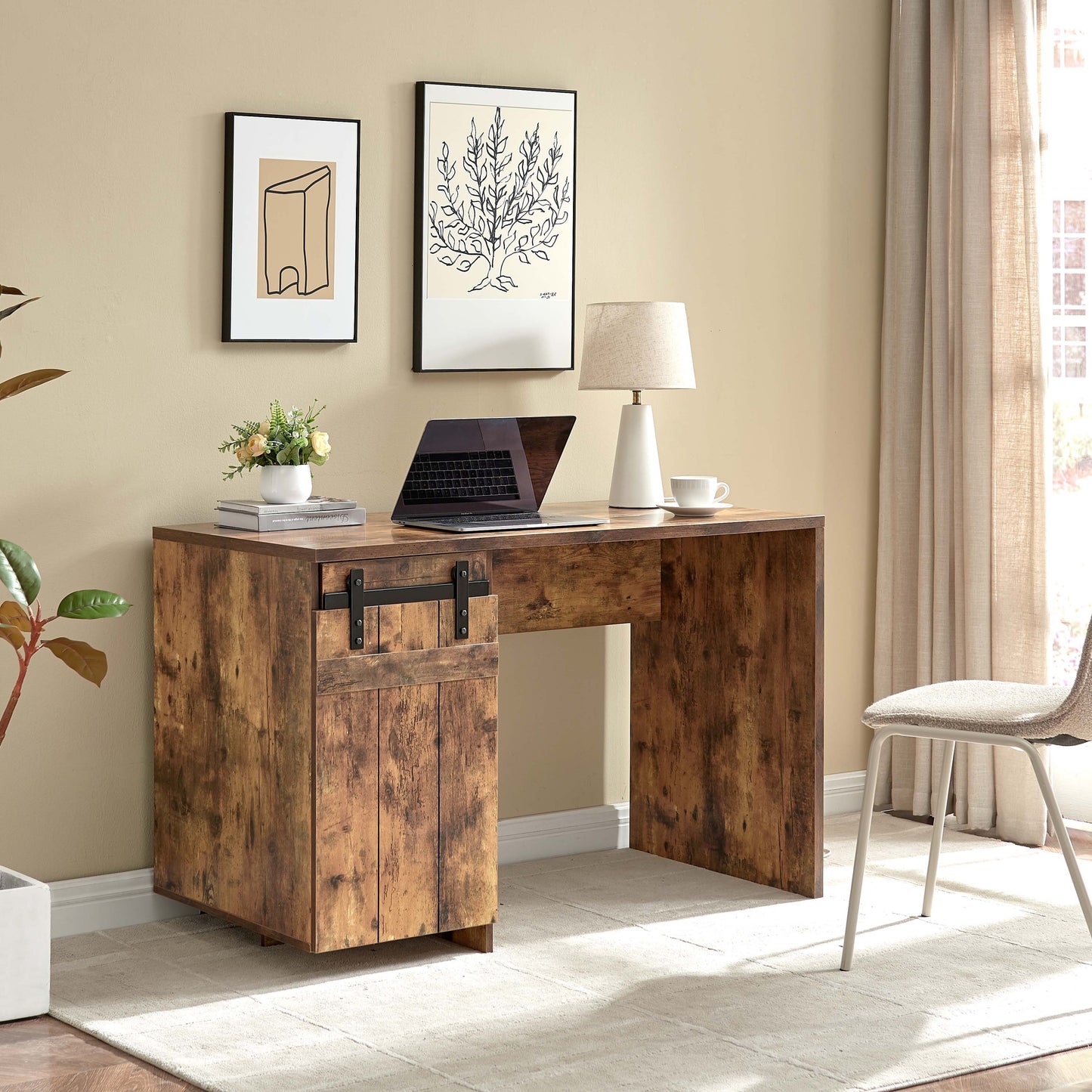 Nostrunde Home Office Desk | Dark Wood - - dark wood desk industrial design office