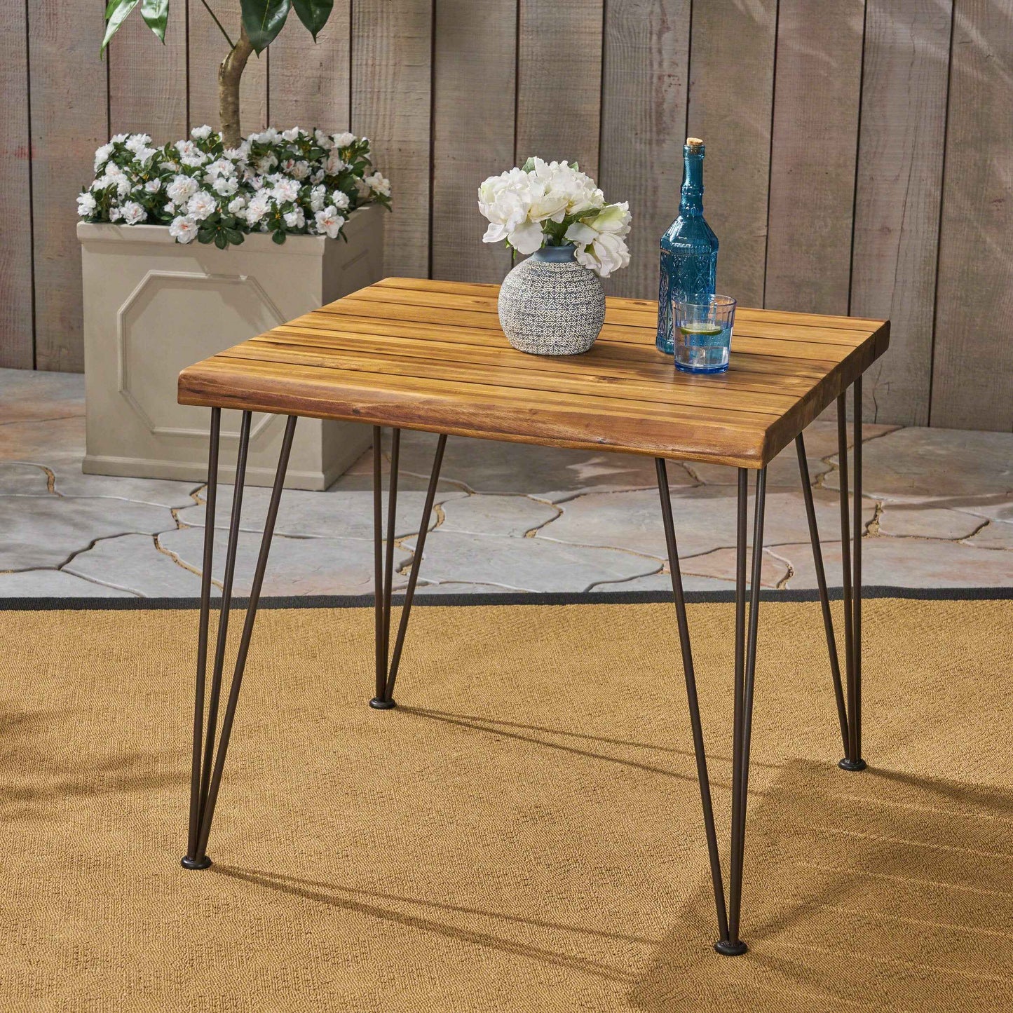 Assatus Outdoor Industrial Table | Brown - Default - garden furnishing