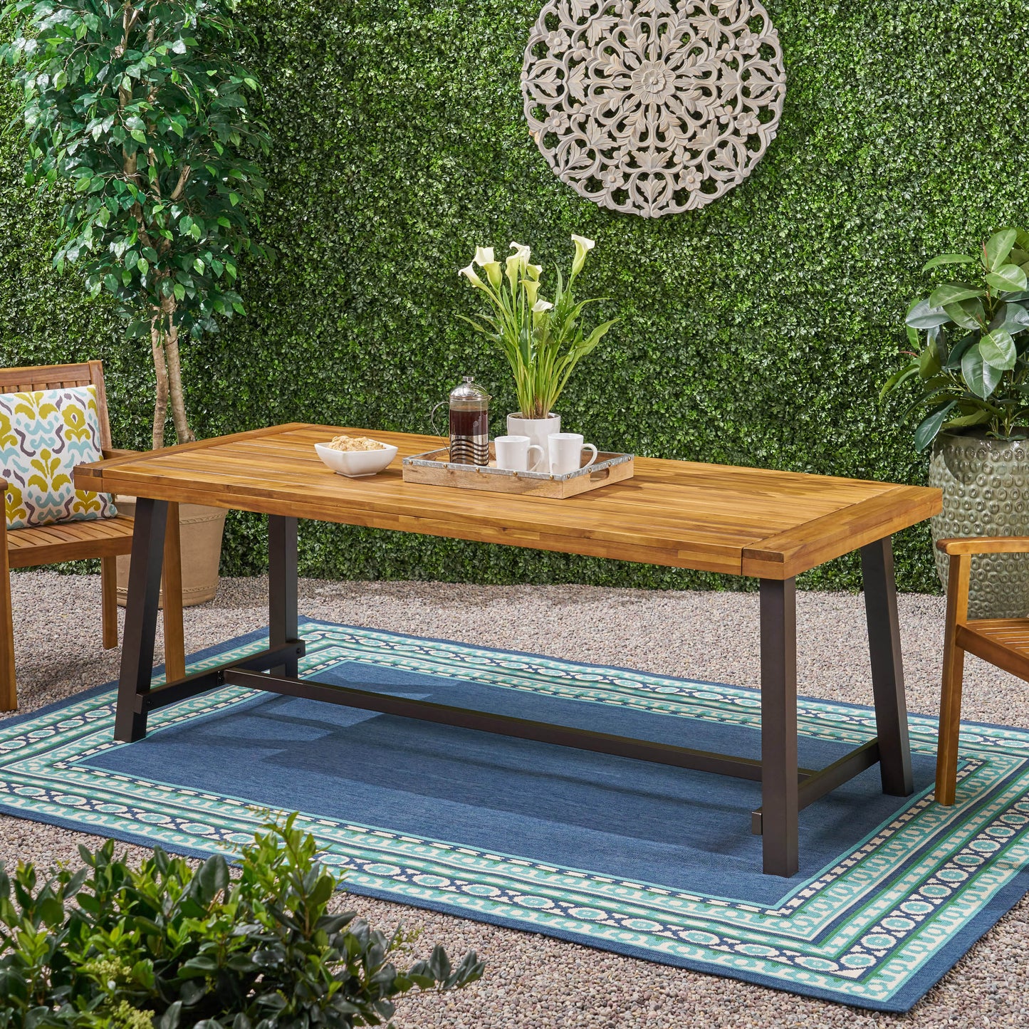 Manitus Outdoor Dining Table | Black & Brown - Default - garden furnishing