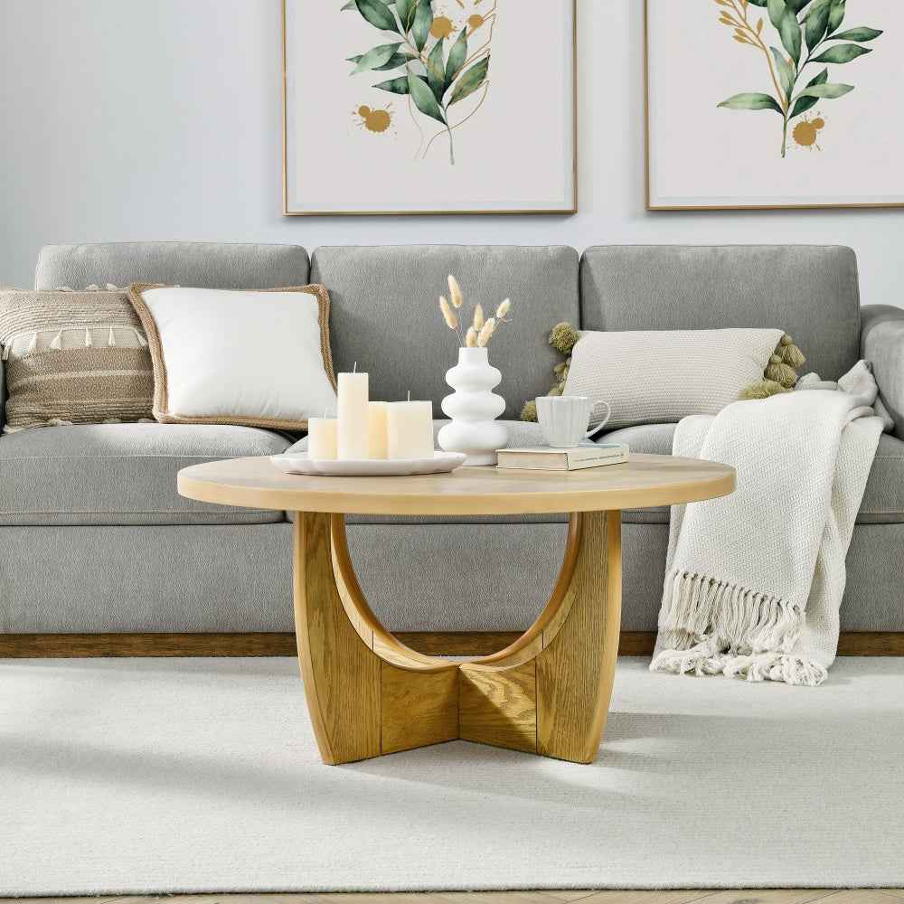Bhagana Round Coffee Table | Oak Color - Default - tables