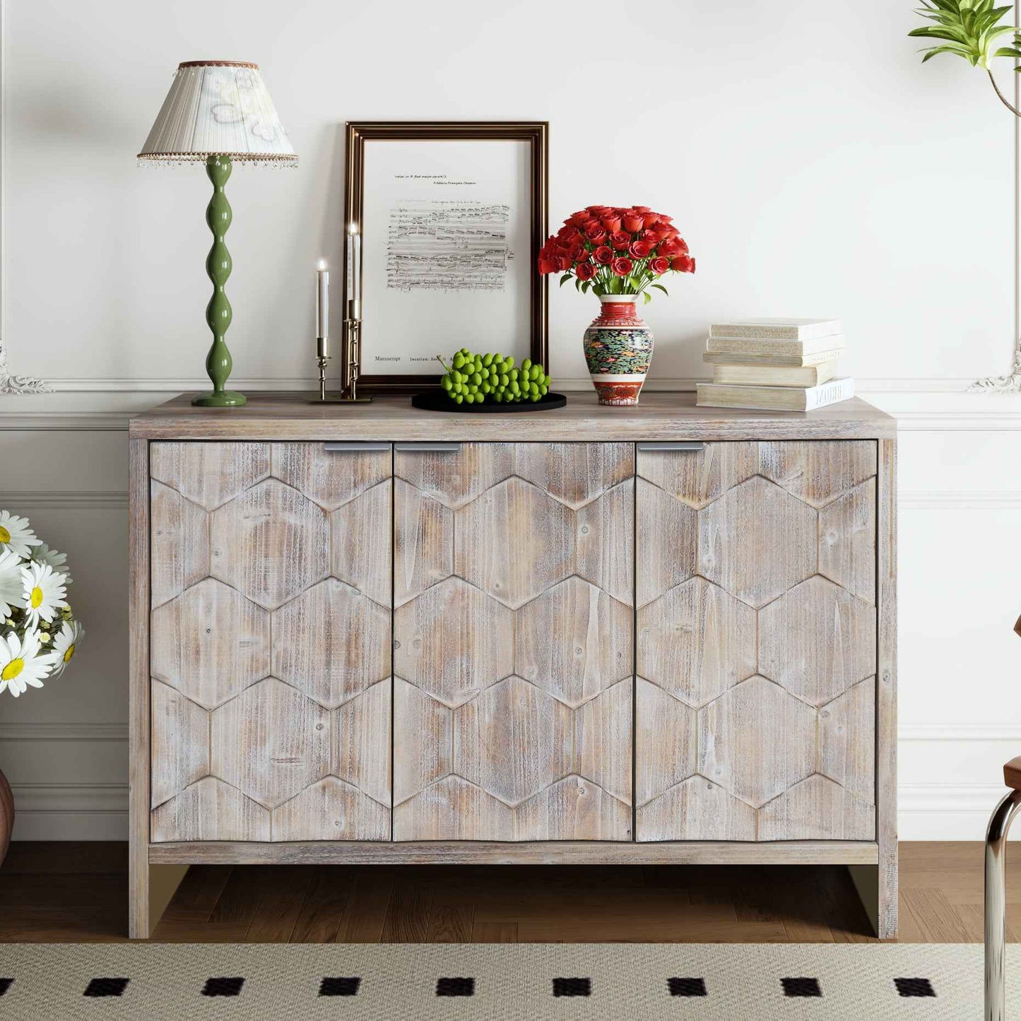 Gralturn Farmhouse Accent Cabinet | Distressed Wood - - brown cabinet wood