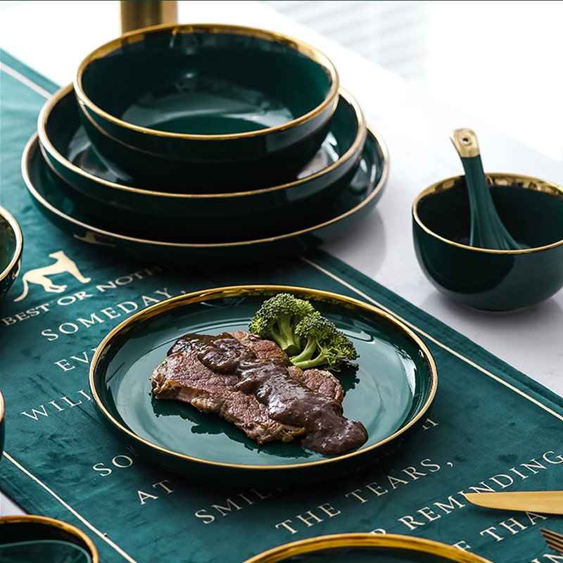 Round-Shaped Ceramic Tableware - - Ceramic green Tableware