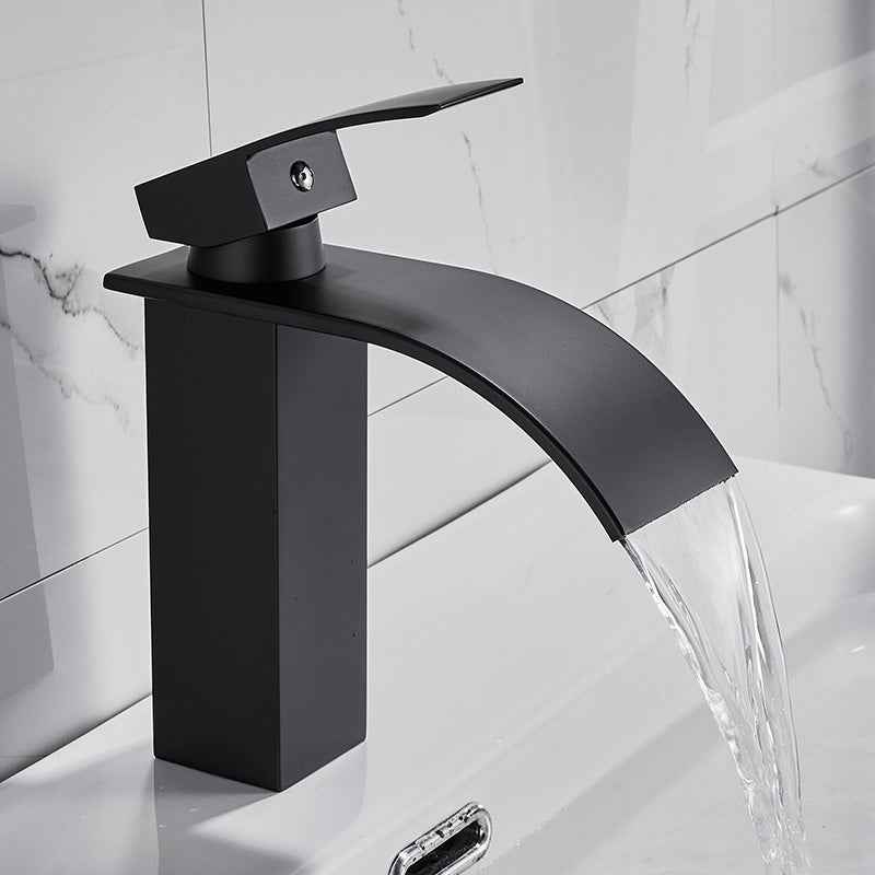 Vieni Waterfall Bathroom Faucet - Black - black chrome chrome silver silver waterfall