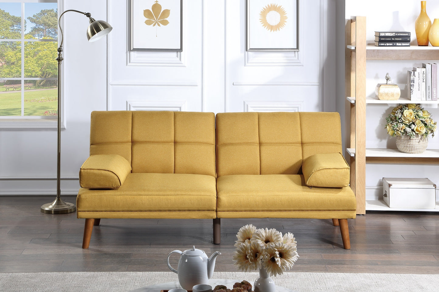 Luvuro Modern 2-Seater Sofa | Mustard - - sofa