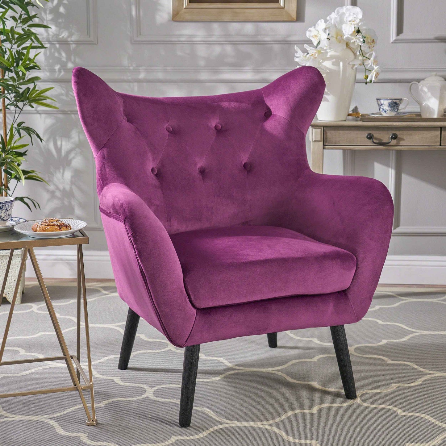 Itorios Vintage Armchair | Purple Velvet - - sofa