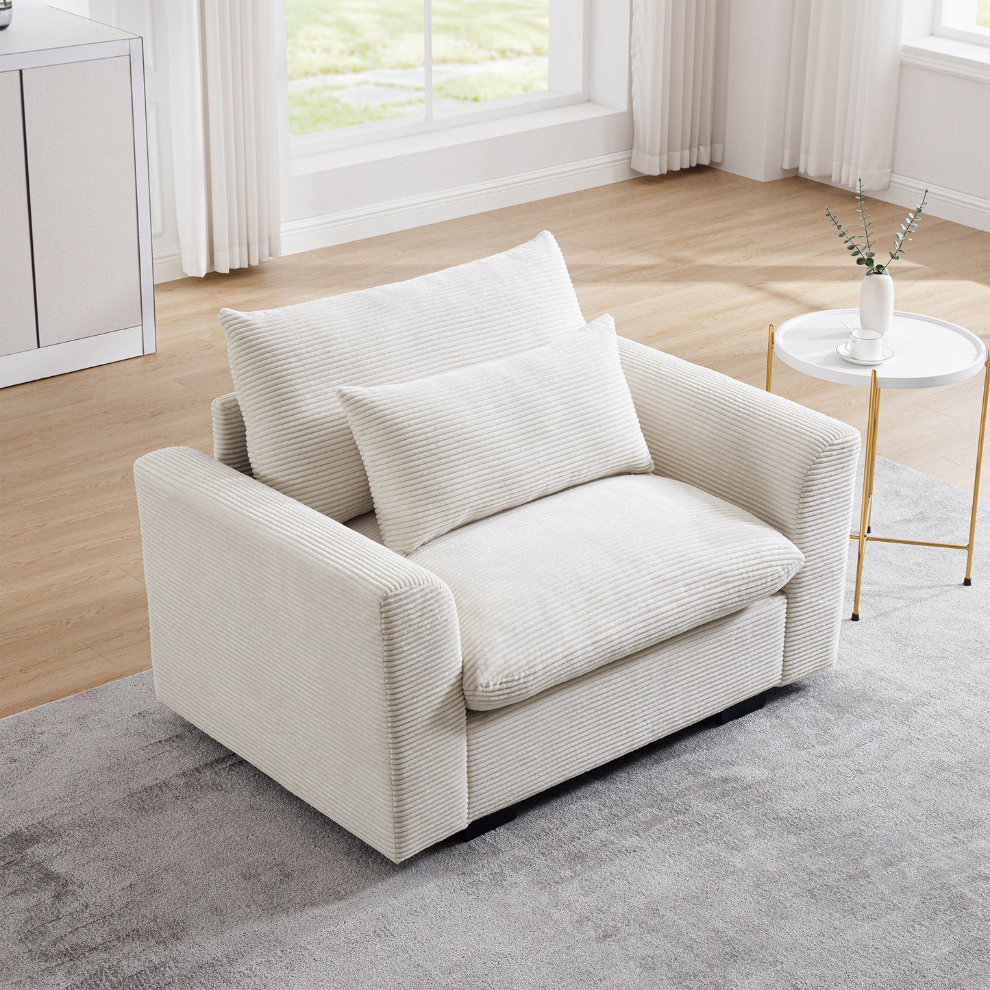 Squicer Armchair | Beige Corduroy - - sofa