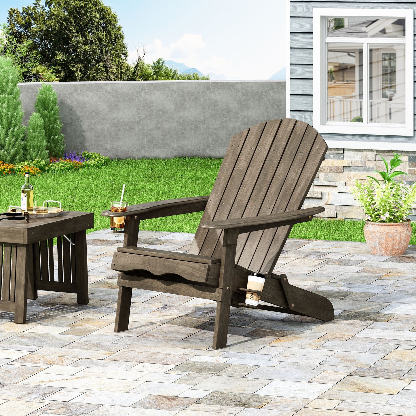 Laruy Outdoor Lounge Patio Chair | Gray - Default - garden furnishing