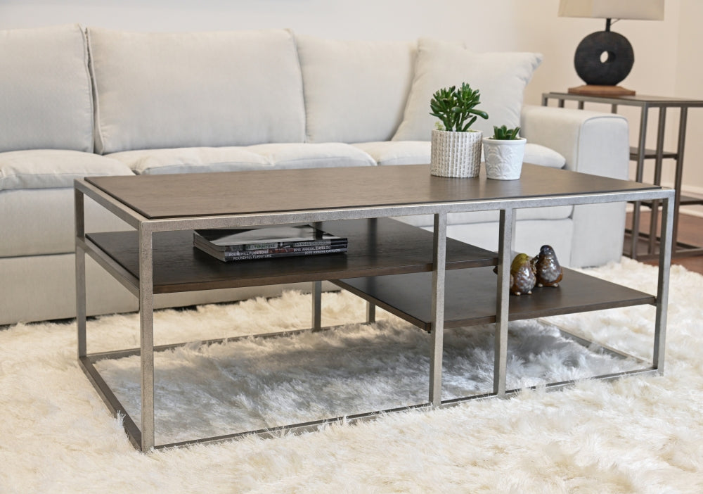 Padena Metal Frame Coffee Table | Brown - - tables