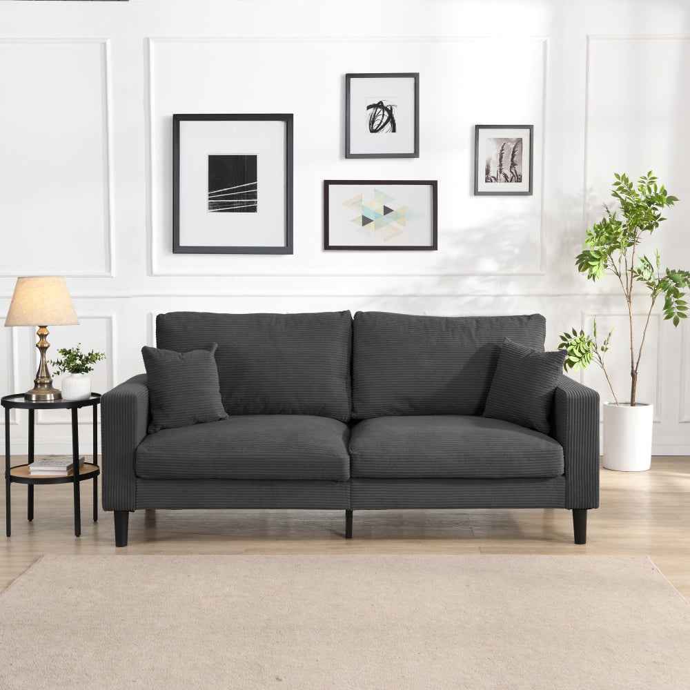 Esceled 74" Comfy Sofa | Dark Gray Corduroy - - sofa