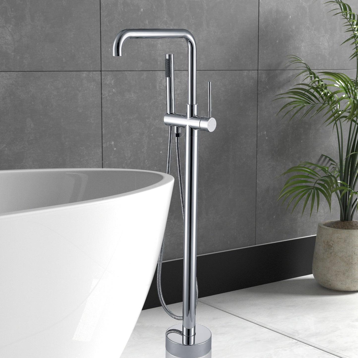 Rolvay Freestanding Bathtub Faucet | Silver - Default - floor mount fillers