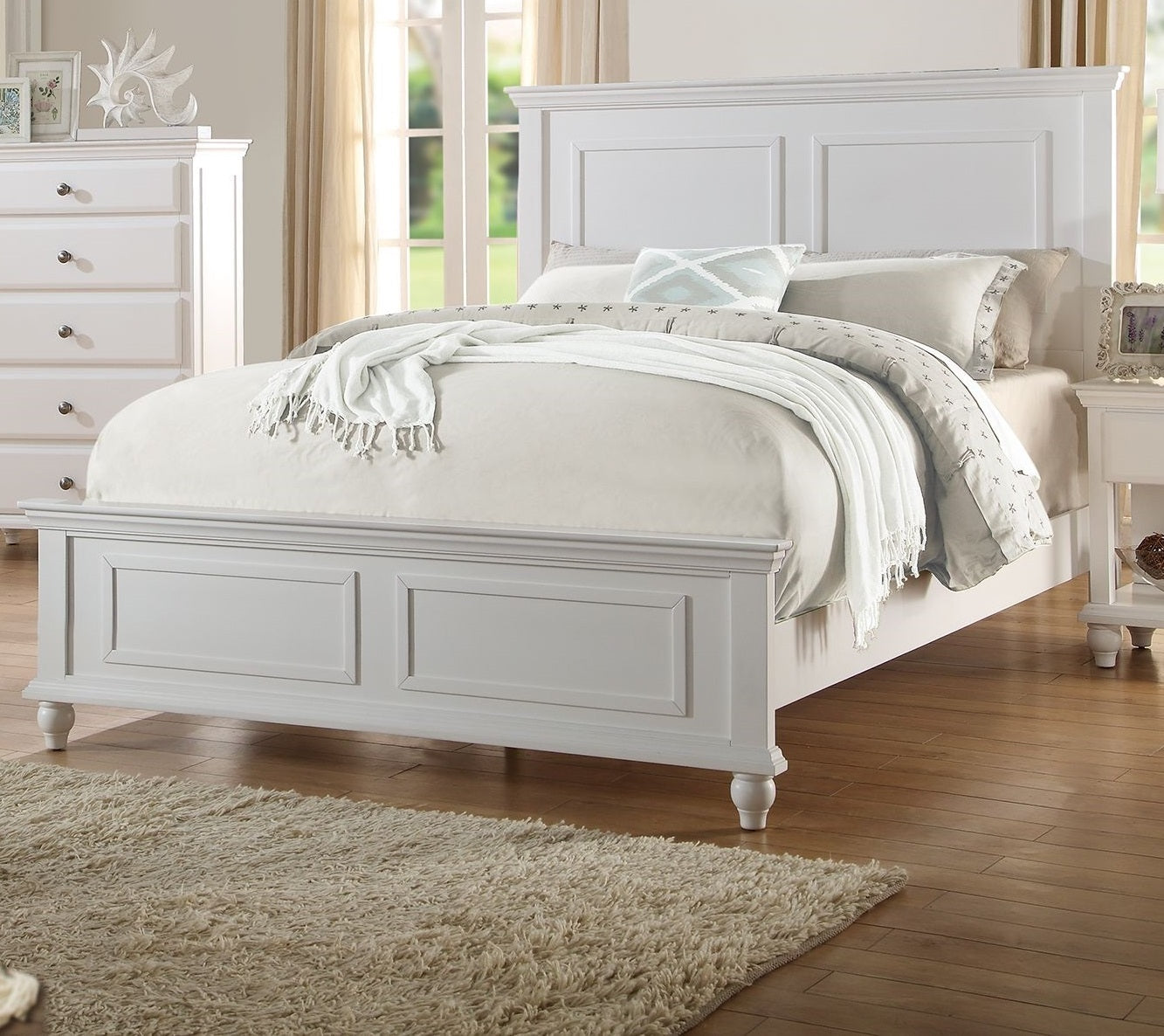 Ramwen Wooden Queen Size Bed | White - Default - beds