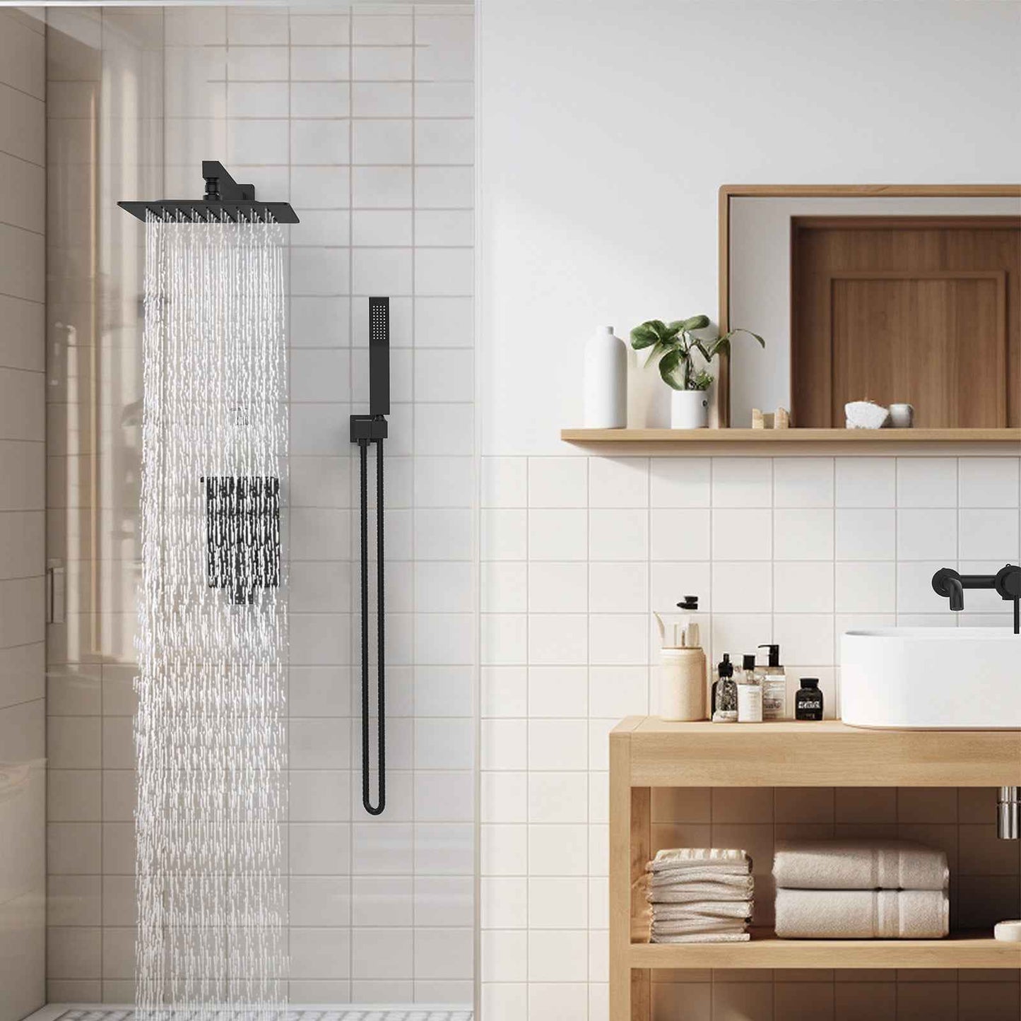 Faran Rainfall Shower Set | Black - Default - shower sets
