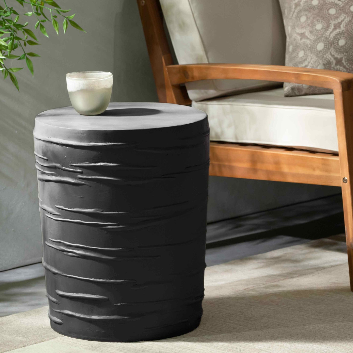 Sadroi Concrete Side Table | Matte Black - Default -