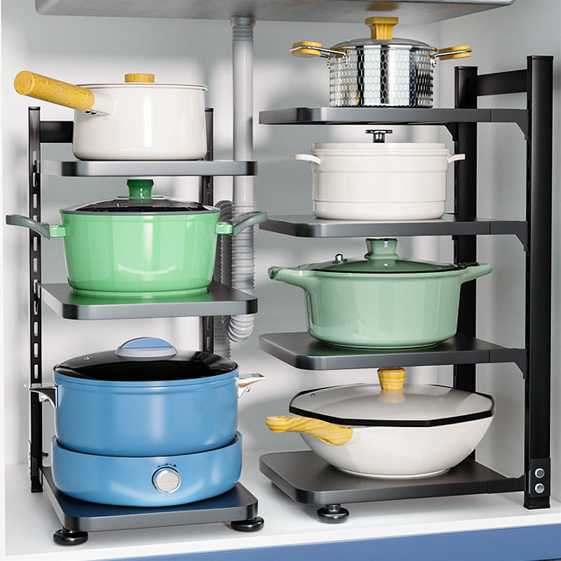Kitchen Shelving Pot Rack - - black Rack Shelf Storage