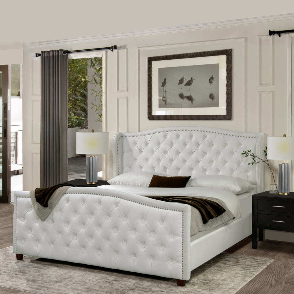 Marcella Unique King Size Bed Set | White - Default - beds