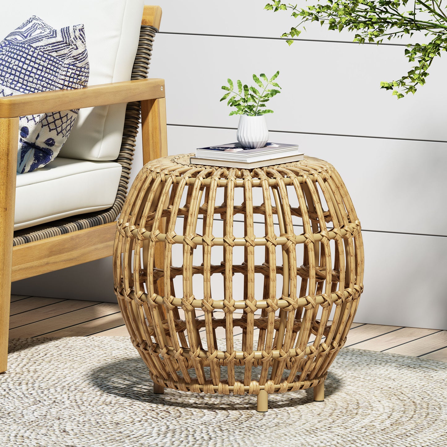 Ottawa Outdoor Side Table | Rattan Natural - Default - garden furnishing