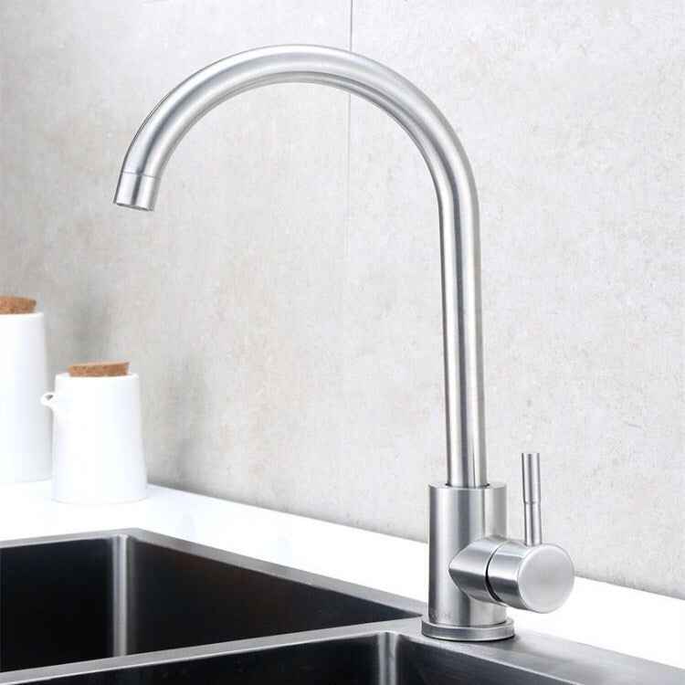 Fuco Single-Handle Kitchen Faucet - Silver - brushed silver chrome silver silver single handle