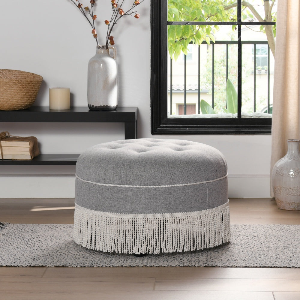 Yolanda 24' Round Ottoman | Light Gray - Default - bench