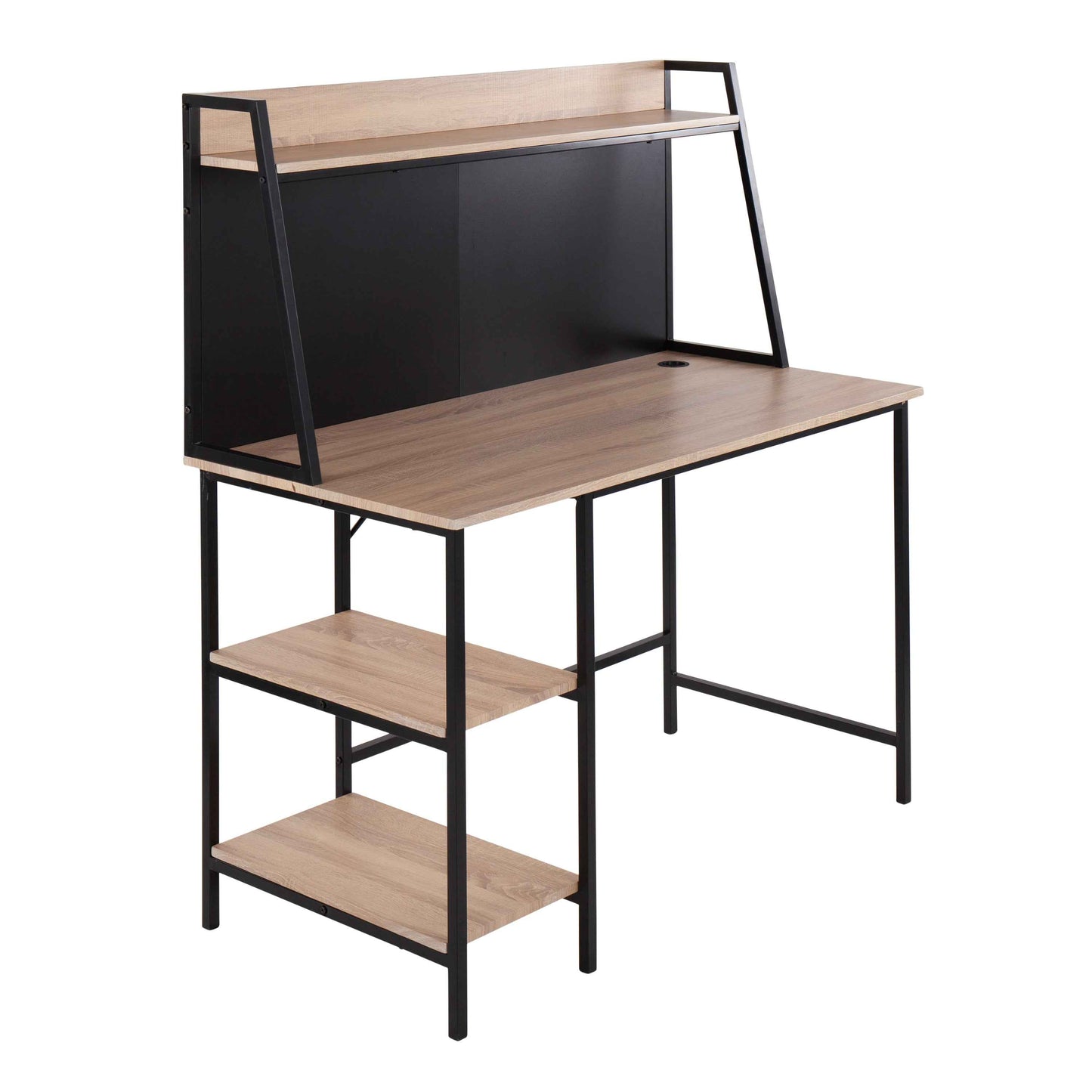 Geoshelf Computer Desk | Brown & Black - - black brown desk office