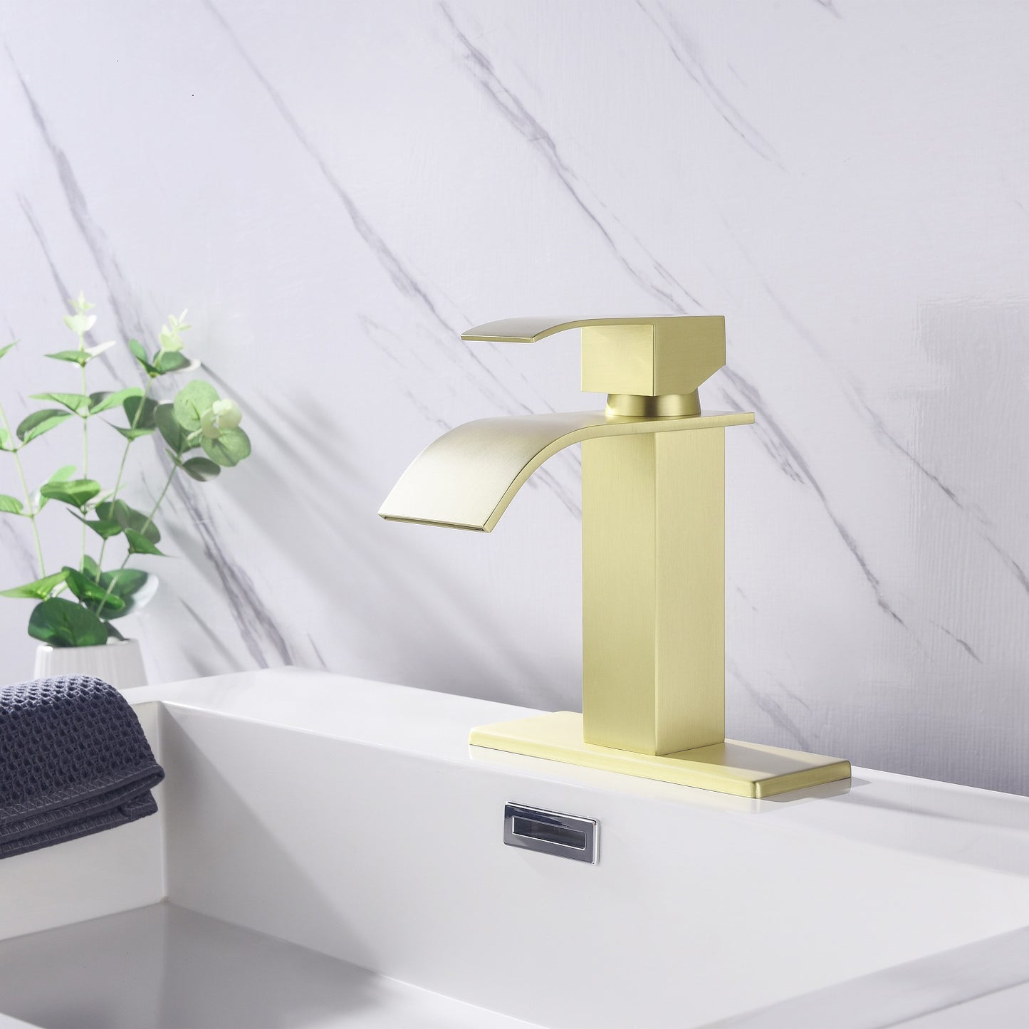 Vandele Waterfall Bathroom Faucet | Brushed Gold - Default - bathroom faucets