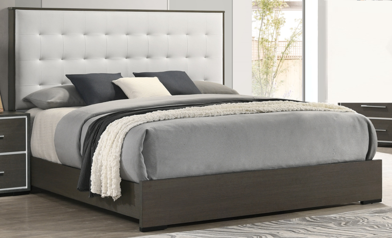 Quotien Queen Size Button Tufted Bed | Cream Gray - Default - beds