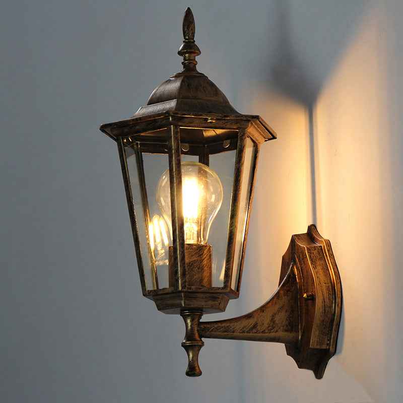 Brotta Retro Wall Light - Bronze - No Bulb - lantern wall light