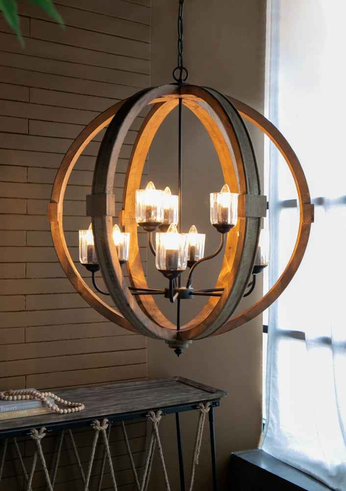 Getreat 9-Light Industrial Rustic Chandelier | Brown - Default - chandeliers