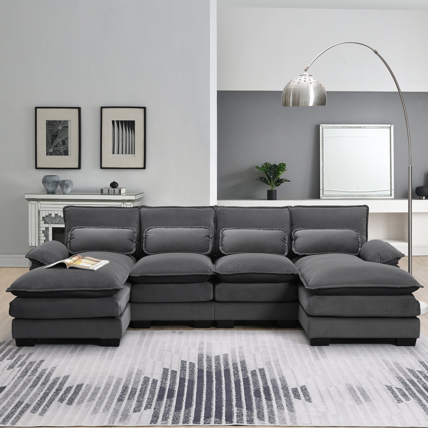 Tumig 109.8" U-shaped Sectional Sofa | Grey - - grey sofa