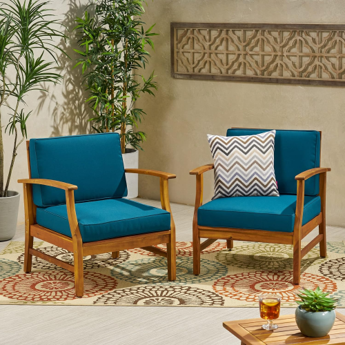 Perla 2-Piece Outdoor Armchairs | Brown & Blue - Default - garden furnishing