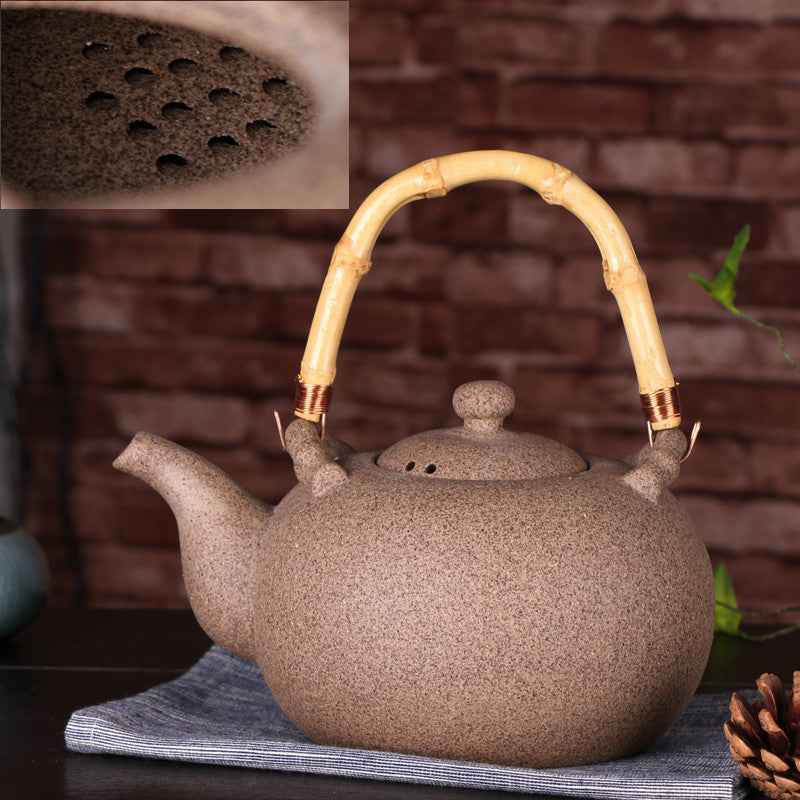 Ceramic Kettle Teapot Purple Sand Beam Kettle - Style E - brown Ceramic teapot