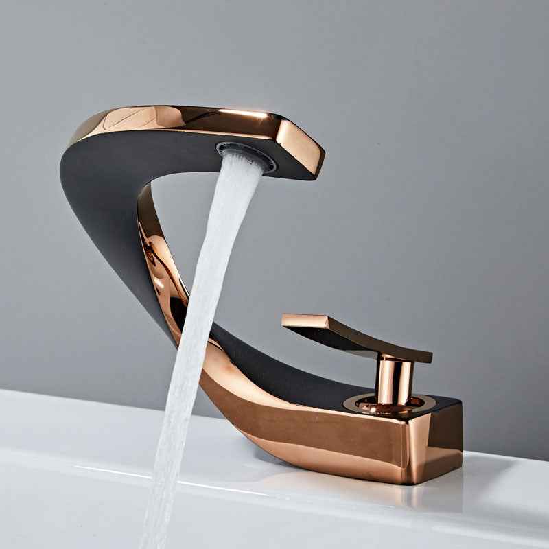 Ossembhi Single-Handle Bathroom Faucet - Black Rose Gold - black black gold black rose gold brushed gold charcoal grey chrome chrome silver gold grey gun grey silver single handle white white gold white rose gold