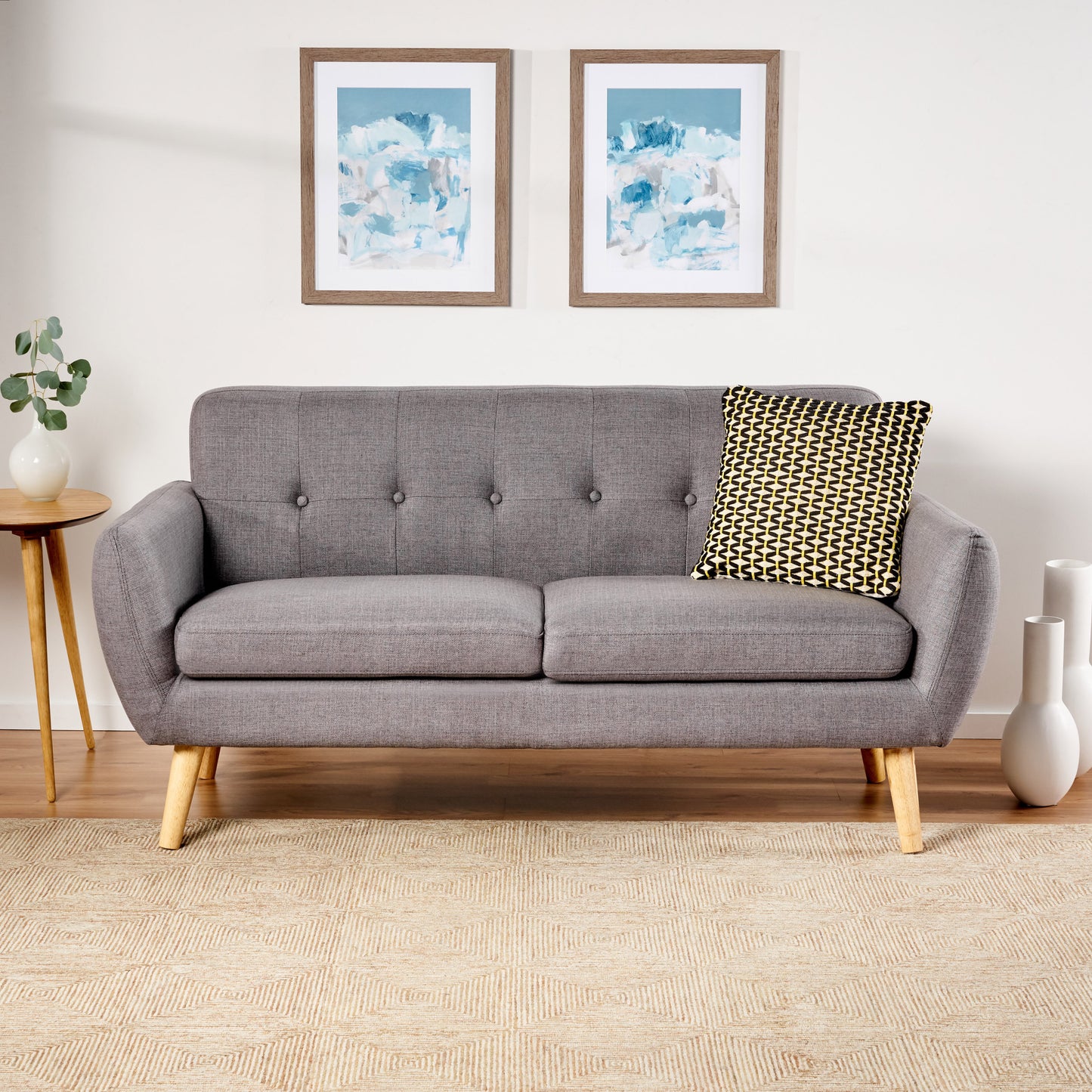 Makake 2-Seater Modern Sofa | Grey - - grey sofa