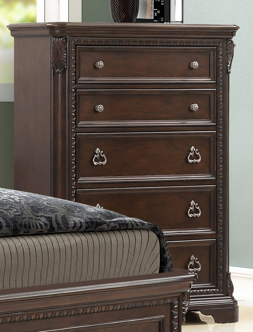 Maesco Traditional 5-Drawer Chest | Mahogany Brown - Default - dresser