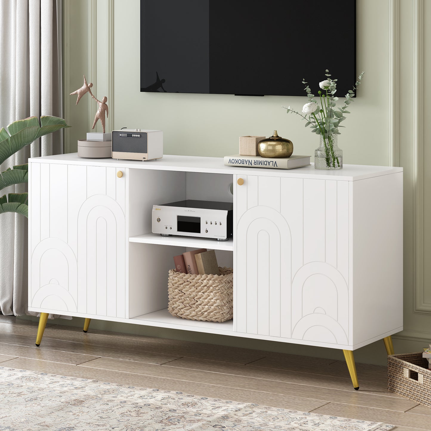 Sondilu Modern TV Media Console | White - Default - tv console
